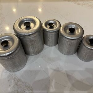 Vintage mid century brushed aluminum Canister Set